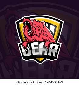 bear mascot logo design vector with modern illustration concept style for emblems, t-shirt printing etc. 
