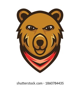 Bear mascot logo design vector illustration. Bear head vector illustration.
