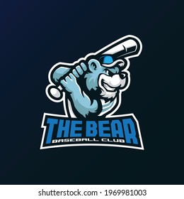 Bear mascot logo design vector with modern illustration concept style for badge, emblem and t shirt printing. Baseball bear illustration for sport team.