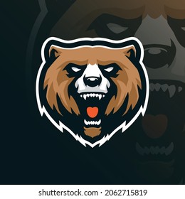 Bear mascot logo design vector with modern illustration concept style for badge, emblem and t shirt printing. Angry bear head illustration.