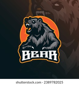 Bear mascot logo design vector with concept style for badge, emblem and t shirt printing. Angry bear illustration for sport and esport team.