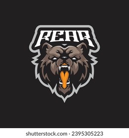 Bear mascot logo design vector with modern illustration concept style for badge, emblem and t shirt printing. Bear head illustration for sport and esport team.