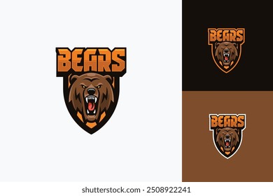 Urso mascote logotipo design vetor ilustração cor plana