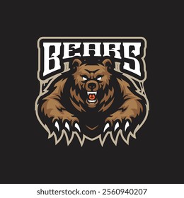 Bear mascot logo design vector. Angry bear illustration for sport team and esport team.