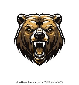Bear Mascot Logo for Esports Team, Grizzly Brown bear mascot logo, animal mascot isolated on white background