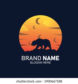 Bear mascot logo flat design vector