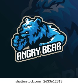 Bear mascot logo with modern illustration concept style for badge, emblem and t shirt printing. Angry bear illustration.