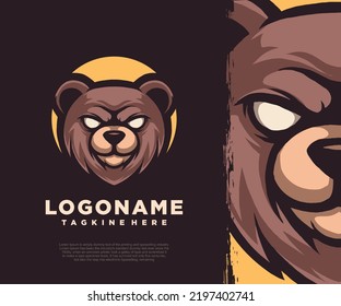 bear mascot logo vector illustration.