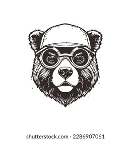 Bear mascot logo wearing glasses. Graphic Design Template