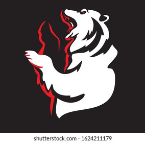 Bear mascot on a dark background