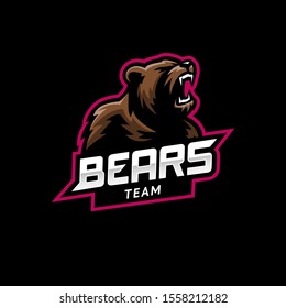 Bear mascot sport logo design. Bear wild animal mascot vector logo illustration. Wild, mascot, bear head emblem design for a sports team. Vector illustration