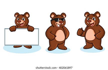 Bear Mascot Vector happy, pose and bring board