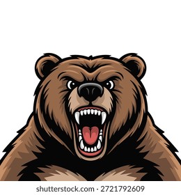 Ilustración vectorial de la mascota del oso aislada en el fondo blanco