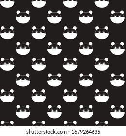 
Bear in a medical mask. Pattern for fabric or paper.