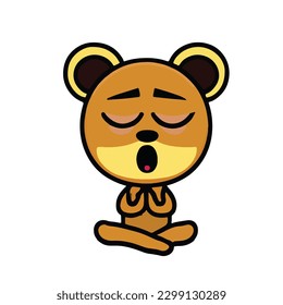 Bear Meditate Mascot Icon Vector Illustration