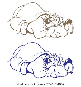 Bear In The Middle Of Hibernation Vector Illustration
