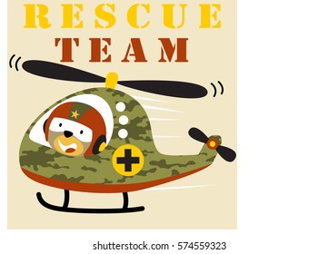 bear is a military helicopter pilot vector cartoon illustration