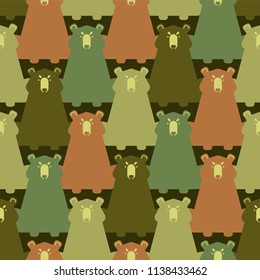 Bear military texture. Wild predator army pattern. Soldier protective background. War hunter camouflage ornament. Vector illustration
