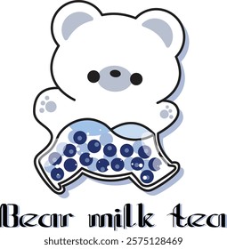 Bear milk tea illustrator cute blue