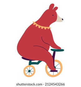oso en mini personaje de bicicleta
