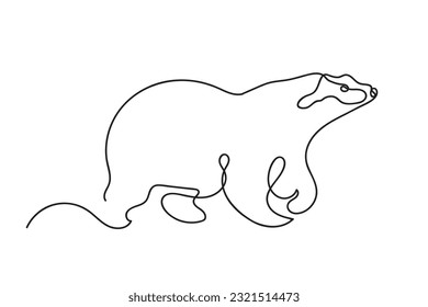 bear minimalistic line.polar bear vector simple line.continuous line bear isolated white background