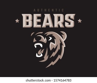 Bear modern mascot logo.Grizzly emblem design editable for your business. Vector illustration.