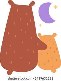 Bear Mom And Child Hugging Vector Illustration
