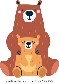Ilustración del vector del abrazo de la madre y del niño del oso