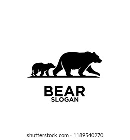 bear mom with child logo icon designs