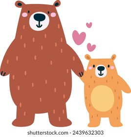 Bear Mom And Child Vector Illustration