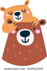 Bear Mom And Child Vector Illustration