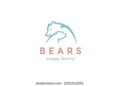 Bear Mom Hugging Baby Logo Silhouette Family Vector Love Care Parent Concept 