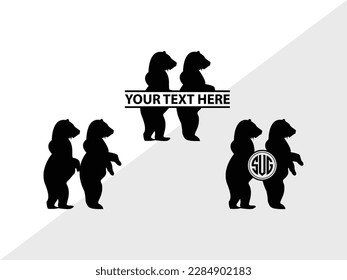 Bear Monogram Vector Illustration Silhouette