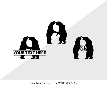 Bear Monogram Vector Illustration Silhouette