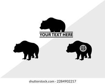 Bear Monogram Vector Illustration Silhouette