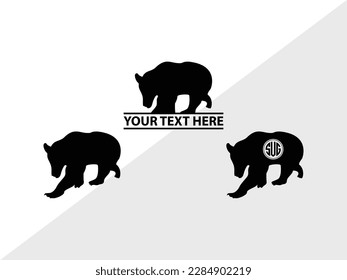 Silución de la ilustración del vector monograma del oso