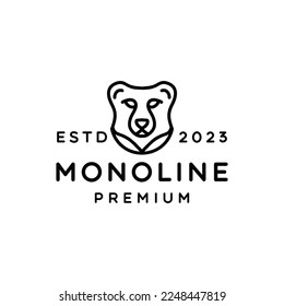 Logo des Bären Monoline Emblem Vectordesign-Zeichen Symbol Symbol