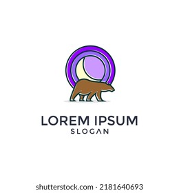 bear moon logo vector illustration isolated white background