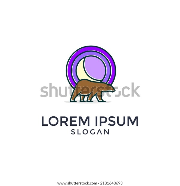 bear moon logo vector illustration isolated\
white background