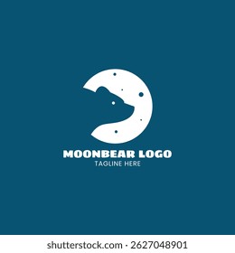Bear and moon negative space logo