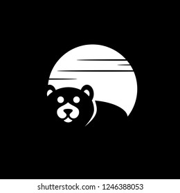 Bear Moon Wildlife Creative Abstract Illustration Vector Logo