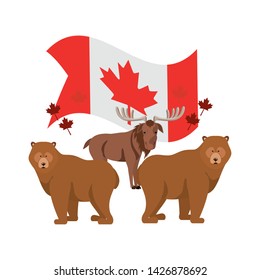 Bear and moose animal of canada design