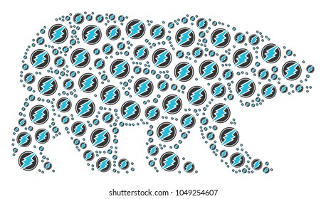 Bear mosaic combined of electroneum icons. Vector electroneum pictograms are composed into geometric bear illustration.