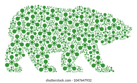 Bear mosaic designed of wmd nerve agent chemical warfare icons. Vector wmd nerve agent chemical warfare items are organized into conceptual bear pattern.