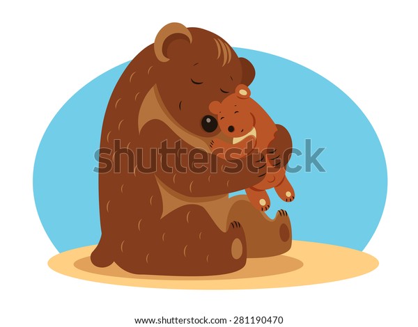 Bear Mother Hugging Bear Cub Vector Stock Vector (Royalty Free ...