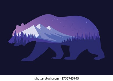 Bear Mountain Anbd Forest Vector Illustration Stock Vector (Royalty ...