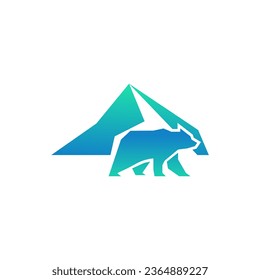  bear and mountain logo vector image