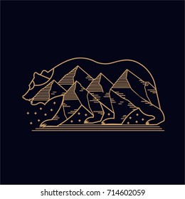 Bear mountains illustration line art