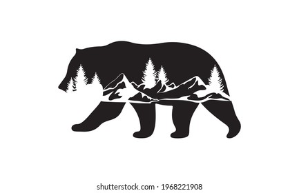 Bear And Mountains Vector and Clip Art
