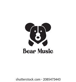 bear music logo guitar illustration vector design